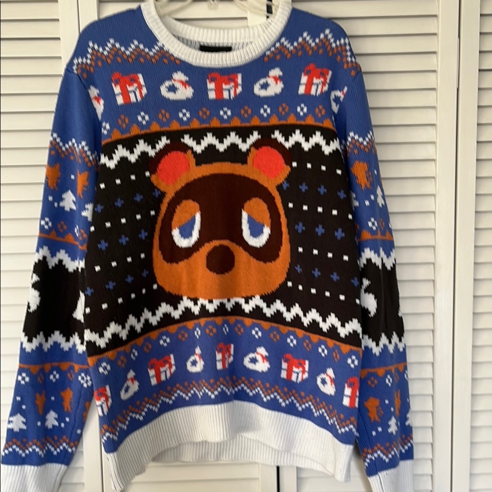 Animal Crossing Themed Sweater - Blue and Brown